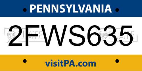 2FWS635 Pennsylvania License Plate