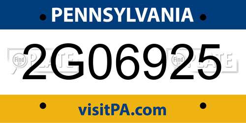 2G06925 Pennsylvania License Plate