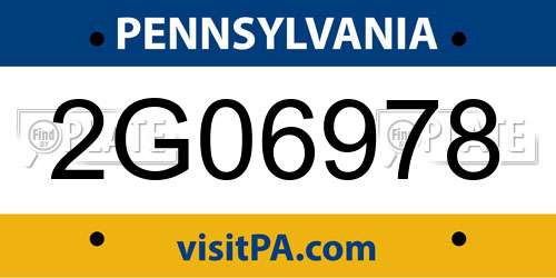 2G06978 Pennsylvania License Plate