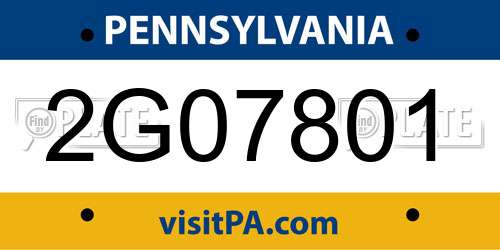 2G07801 Pennsylvania License Plate