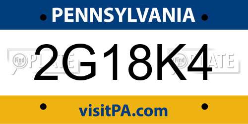 2G18K4 Pennsylvania License Plate