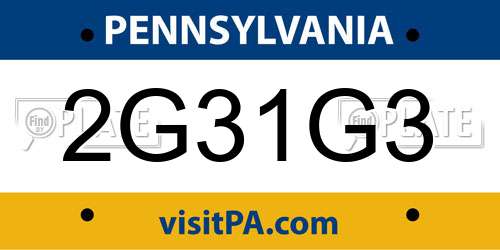 2G31G3 Pennsylvania License Plate
