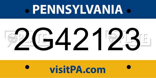 2G42123 Pennsylvania License Plate