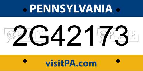 2G42173 Pennsylvania License Plate