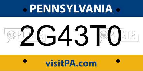 2G43T0 Pennsylvania License Plate