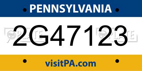 2G47123 Pennsylvania License Plate