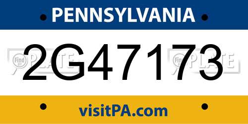 2G47173 Pennsylvania License Plate