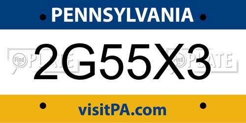 2G55X3 Pennsylvania License Plate