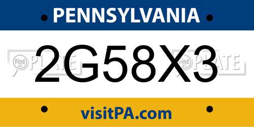 2G58X3 Pennsylvania License Plate