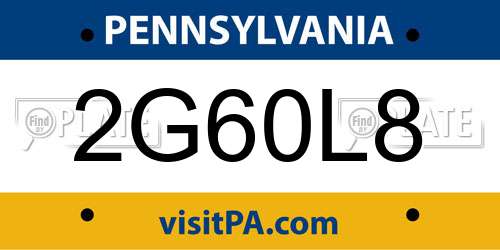 2G60L8 Pennsylvania License Plate