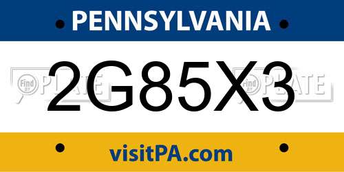 2G85X3 Pennsylvania License Plate