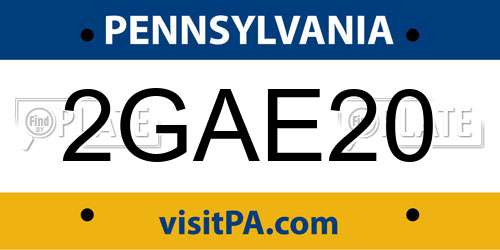 2GAE20 Pennsylvania License Plate