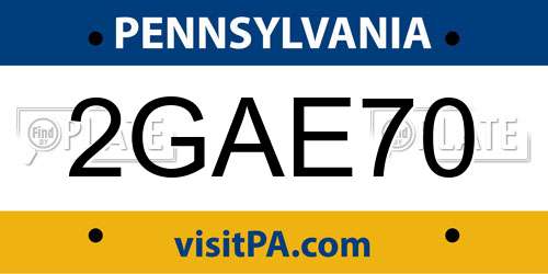 2GAE70 Pennsylvania License Plate