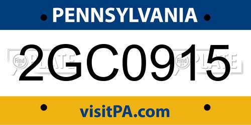 2GC0915 Pennsylvania License Plate