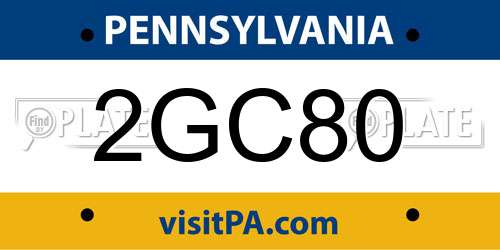 2GC80 Pennsylvania License Plate