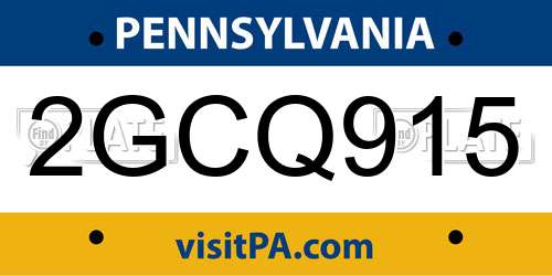 2GCQ915 Pennsylvania License Plate