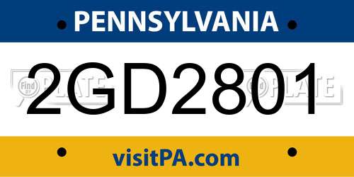 2GD2801 Pennsylvania License Plate