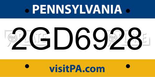2GD6928 Pennsylvania License Plate