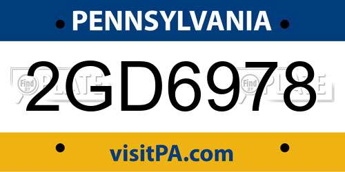2GD6978 Pennsylvania License Plate