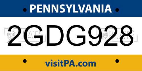 2GDG928 Pennsylvania License Plate
