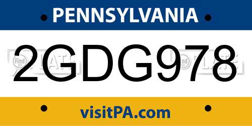 2GDG978 Pennsylvania License Plate