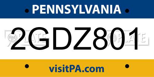 2GDZ801 Pennsylvania License Plate