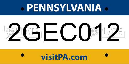 2GEC012 Pennsylvania License Plate