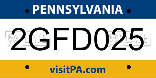 2GFD025 Pennsylvania License Plate