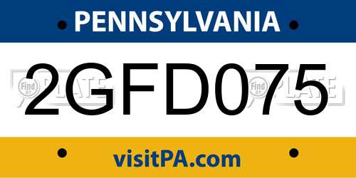 2GFD075 Pennsylvania License Plate