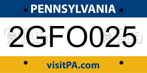 2GFO025 Pennsylvania License Plate