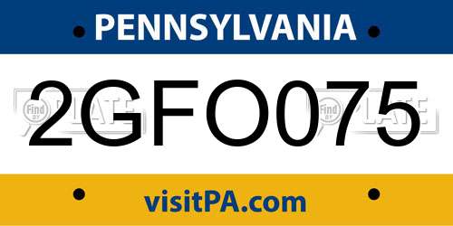 2GFO075 Pennsylvania License Plate