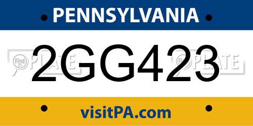 2GG423 Pennsylvania License Plate