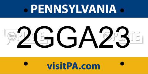 2GGA23 Pennsylvania License Plate