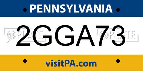 2GGA73 Pennsylvania License Plate