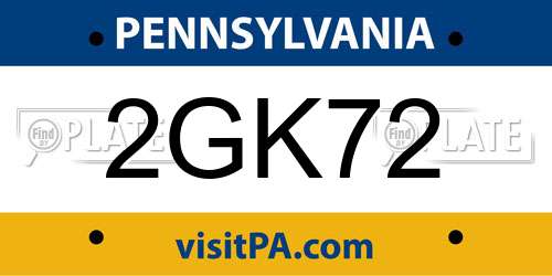 2GK72 Pennsylvania License Plate