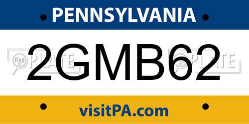 2GMB62 Pennsylvania License Plate
