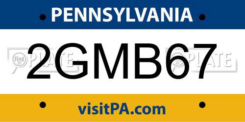 2GMB67 Pennsylvania License Plate
