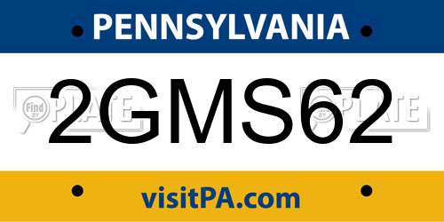2GMS62 Pennsylvania License Plate