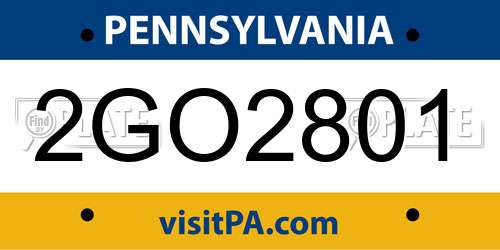 2GO2801 Pennsylvania License Plate