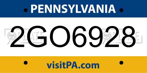 2GO6928 Pennsylvania License Plate