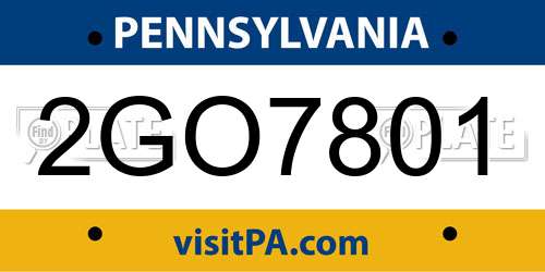 2GO7801 Pennsylvania License Plate