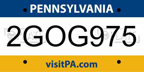 2GOG975 Pennsylvania License Plate