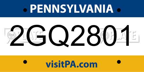 2GQ2801 Pennsylvania License Plate