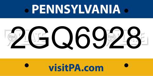 2GQ6928 Pennsylvania License Plate