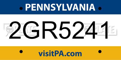 2GR5241 Pennsylvania License Plate