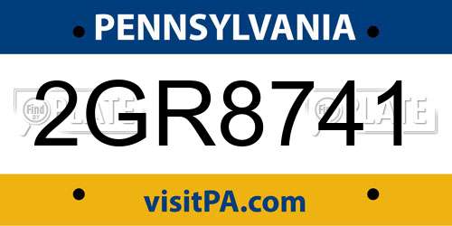 2GR8741 Pennsylvania License Plate