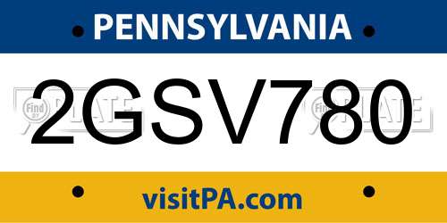 2GSV780 Pennsylvania License Plate