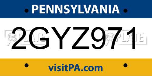 2GYZ971 Pennsylvania License Plate