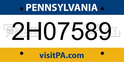 2H07589 Pennsylvania License Plate