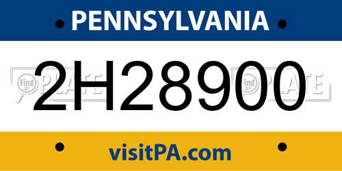 2H28900 Pennsylvania License Plate